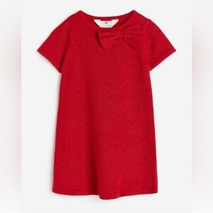 H&M Girls Sparkly Holiday Dress With Bow